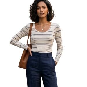 LA LIGNE NY Scoop neck Talia Tee Beige Size Small